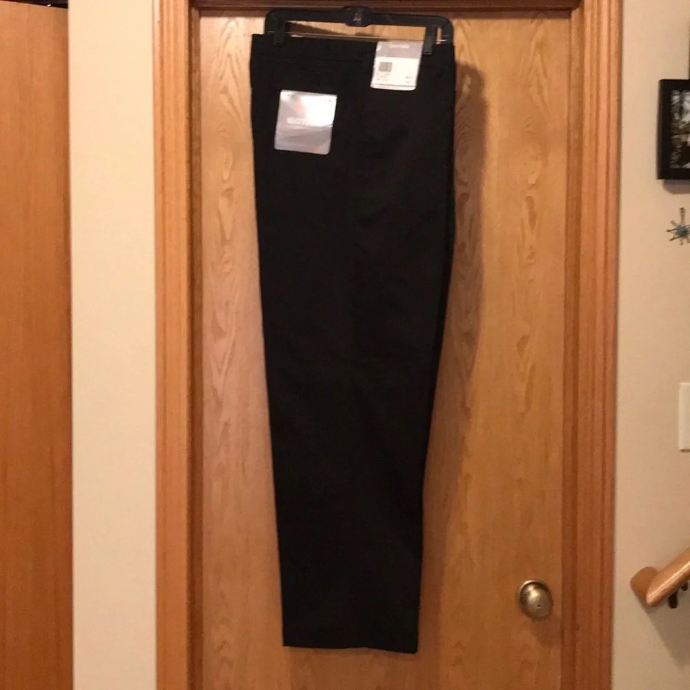 Savane MOTION TSI black cuffed cotton twill stretch chino pants 36 x 32 men